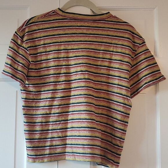 MADEWELL STRIPED T-SHIRT FALL COLORS SHORT SLEEVE CREW NECK SIZE XS COTTON BOXY - Picture 3 of 5
